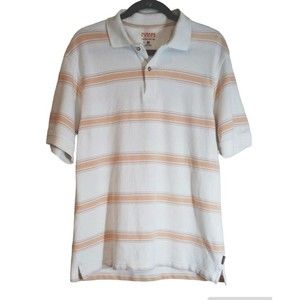G.H. Bass Earth Mens Shirt Medium Orange Stripe Short Sleeve Polo Casual Comfort